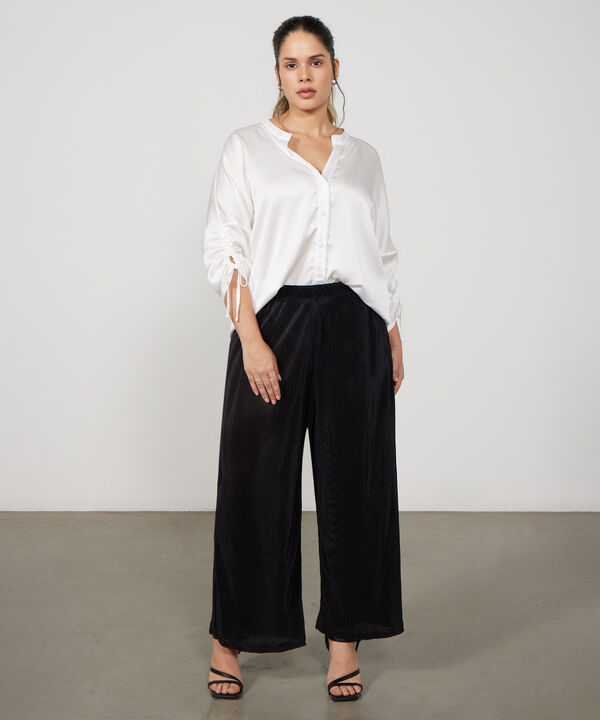 Pantalón Culotte En Tela Plisada
