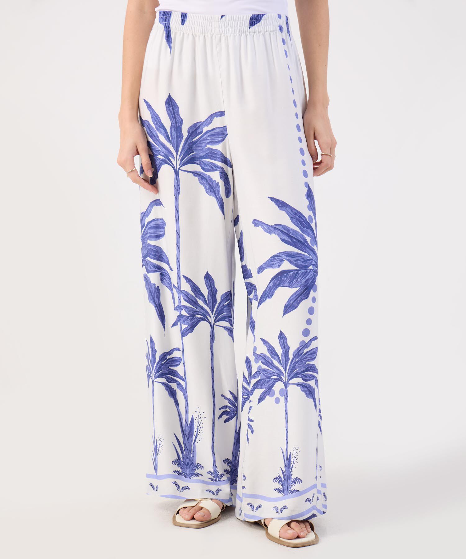 Pantalón Palazzo Estampado Palmeras