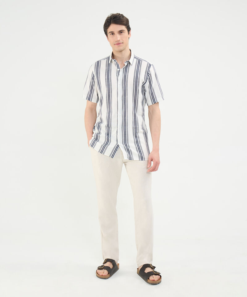 Camisa Estampada en Efecto Lino