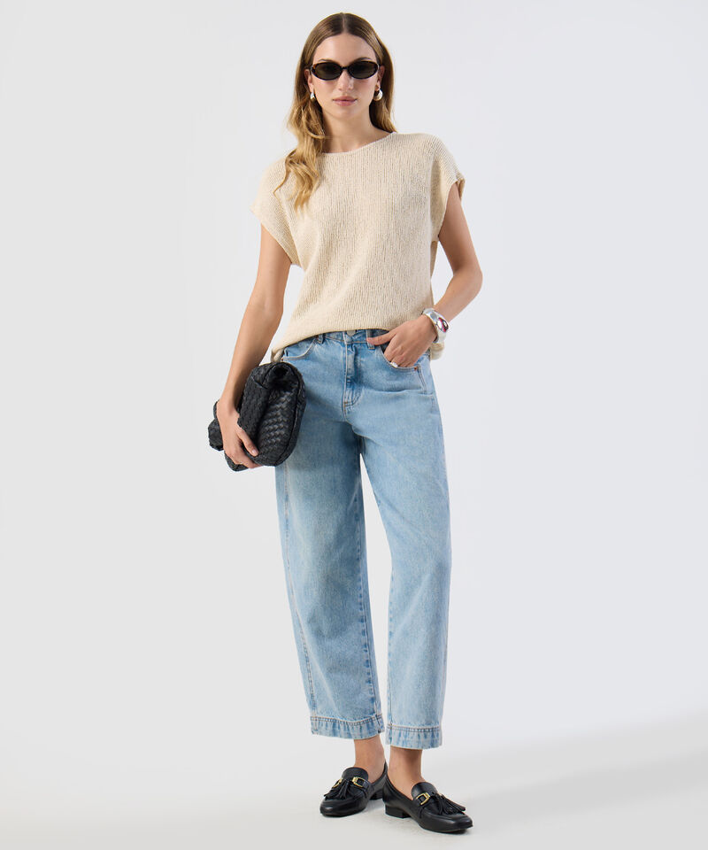 Camiseta De Punto Manga Corta Para Mujer