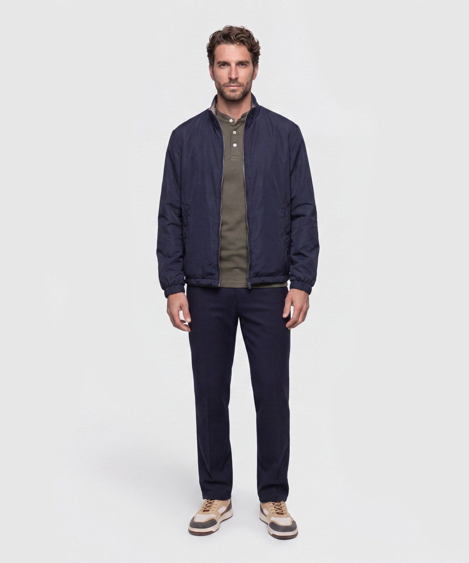 Chaqueta Doble Faz con Cuello Alto Hombre
