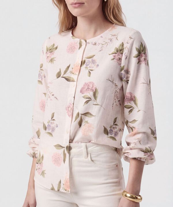 Blusa Cuello Redondo Con Pu&ntilde;os El&aacute;sticos