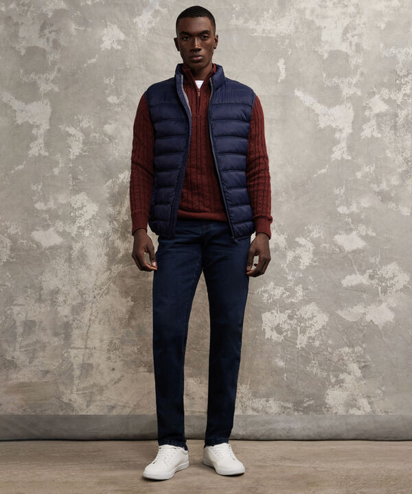 Chaleco Acolchado Unicolor Con Bolsillos De Ribete En Frente