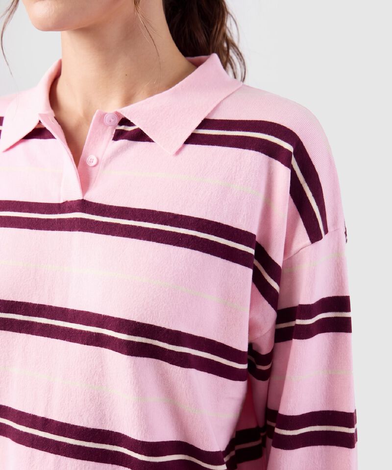 Polo Manga Larga A Rayas Para Mujer