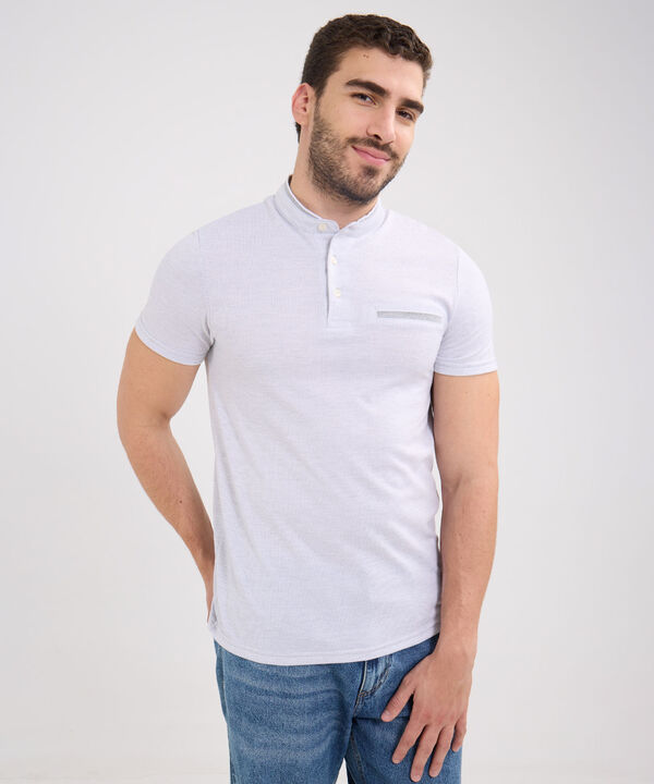 Polo Cuello Mao Unicolor Con Simulación Bolsillo Ribete image number null