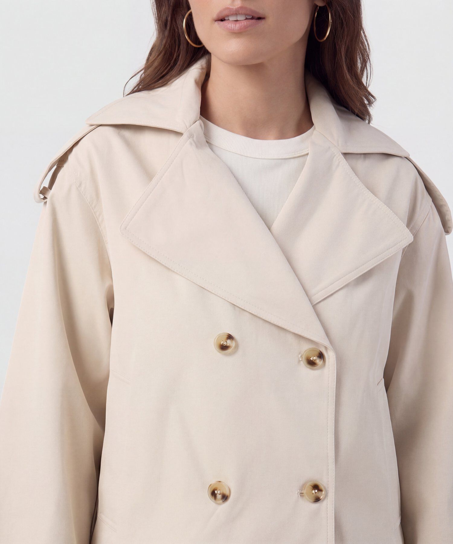 Chaqueta Corta Estilo Trench Para Mujer