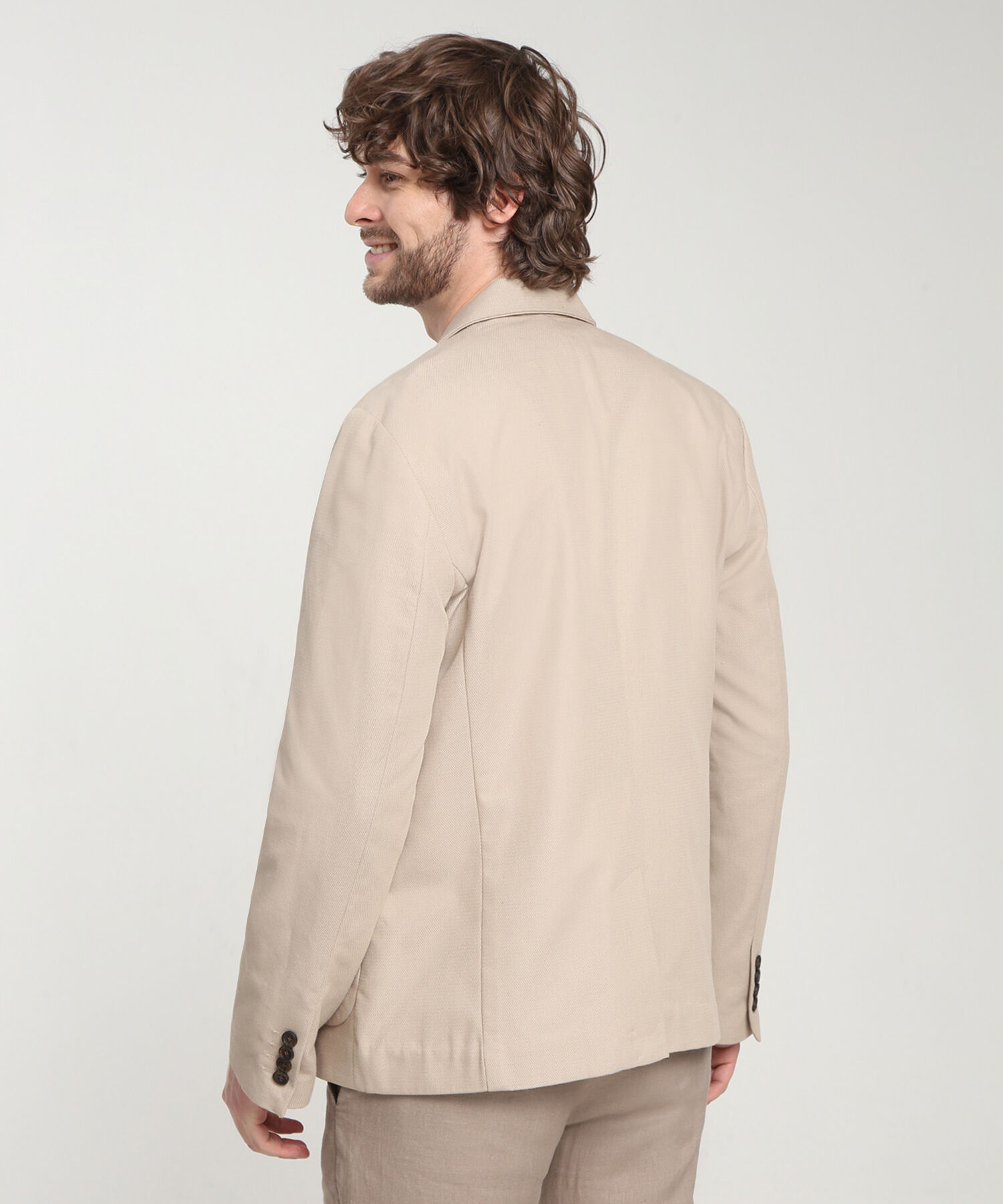 Blazer Tela Plana Bolsillos De Parche