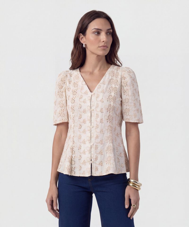 Blusa Con Bordado Suizo Para Mujer