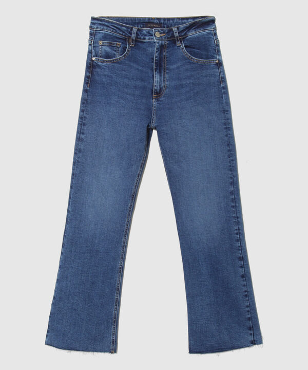 Jean Cropped Flare con Desgastes