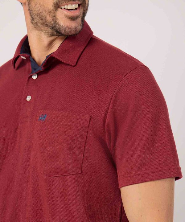 Polo Unicolor, Cuello Duro Con Bolsillo Y Silueta Regular Fit Naranja image number null