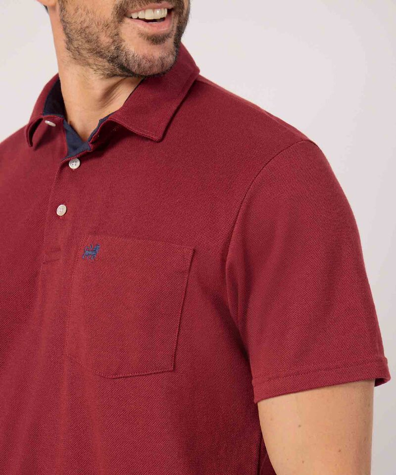 Polo Unicolor, Cuello Duro Con Bolsillo Y Silueta Regular Fit Naranja