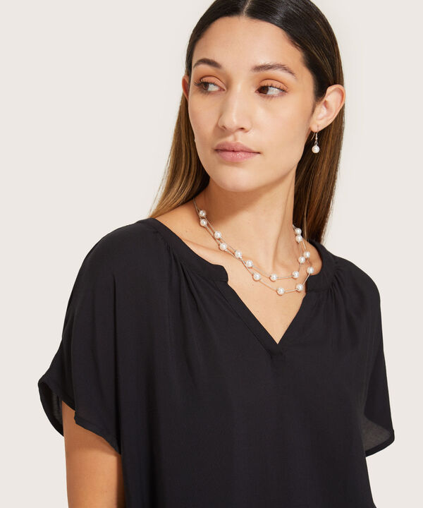 Blusa Manga Corta Con Cuello Mao image number null