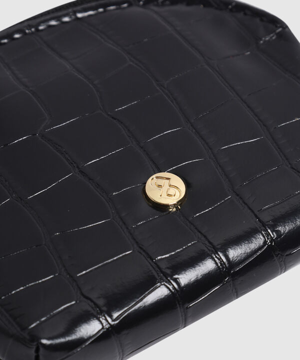 Monedero Semicircular Textura Reptil Para Mujer image number null