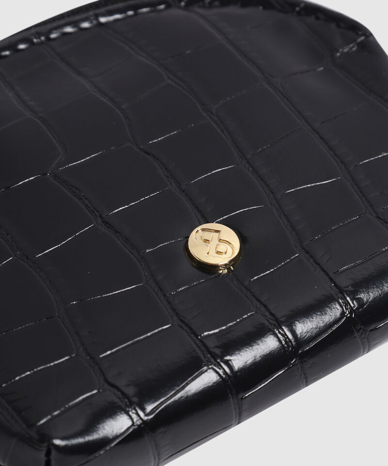 Monedero Semicircular Textura Reptil Para Mujer