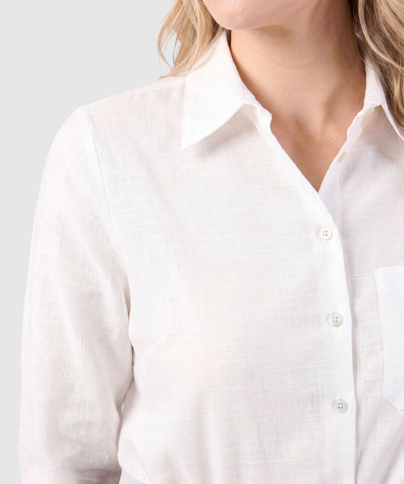 Camisa Unicolor Con Bolsillo Para Mujer