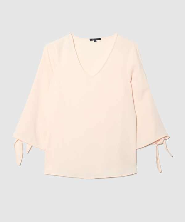 Blusa Unicolor Manga 3/4 De Amarre