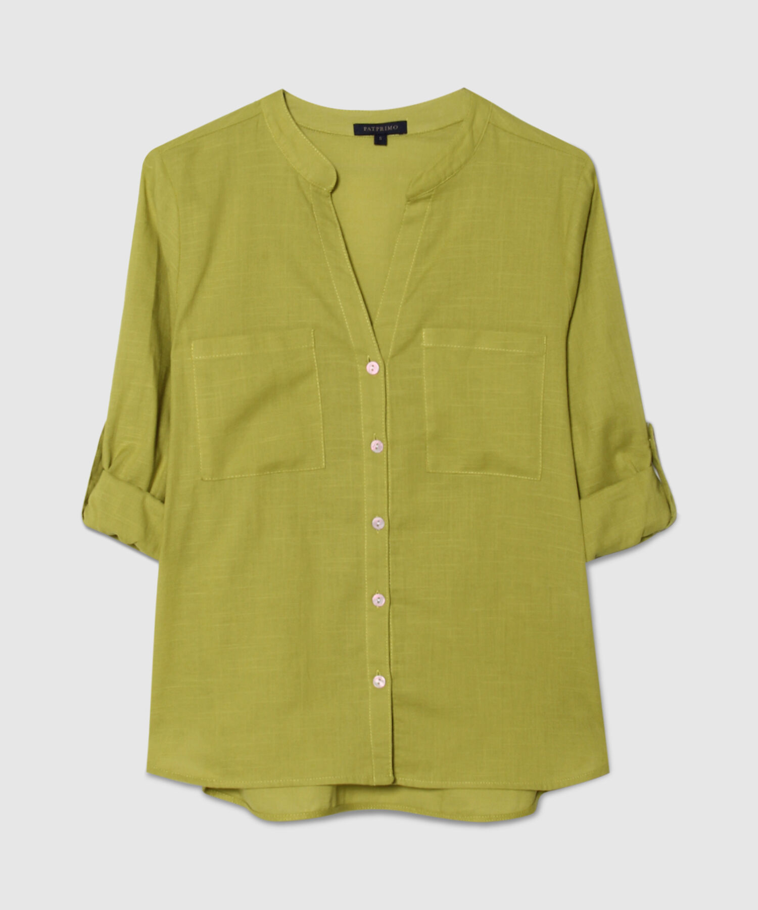 Blusa  Manga Larga Con Bolsillo Unicolor