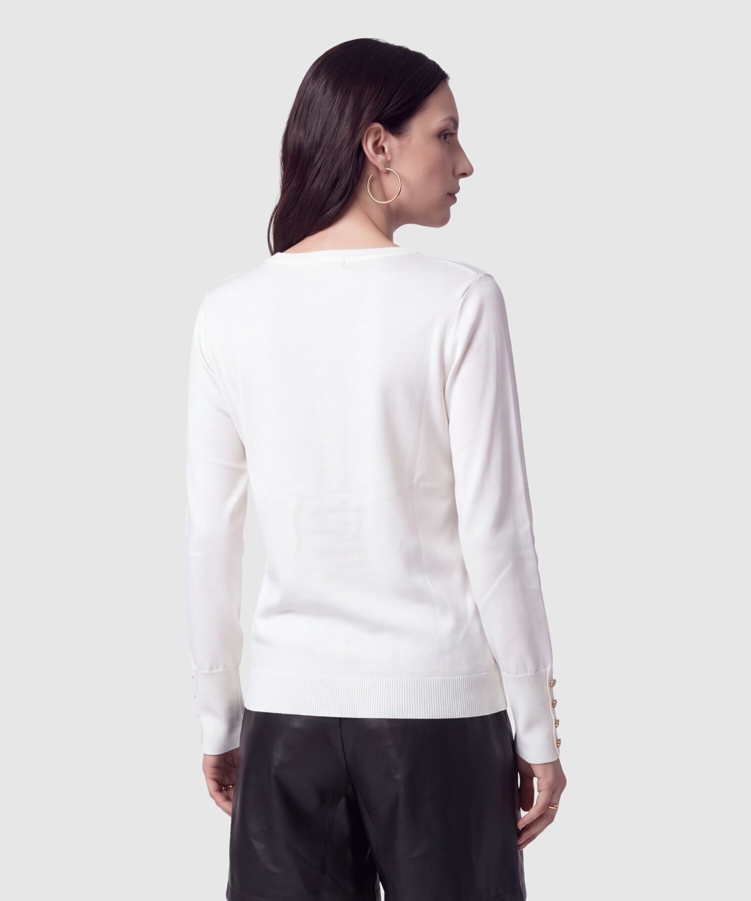 Saco Tejido Pu&ntilde;os Con Botones Para Mujer