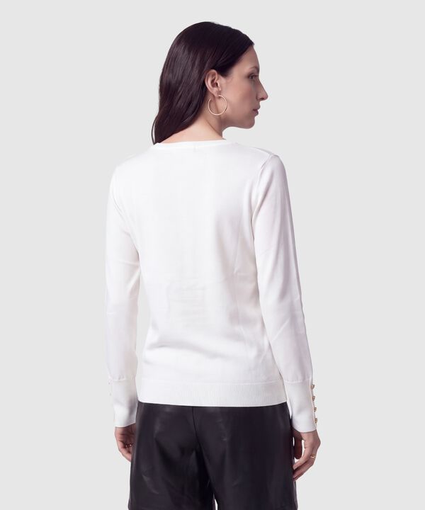 Saco Tejido Pu&ntilde;os Con Botones Para Mujer