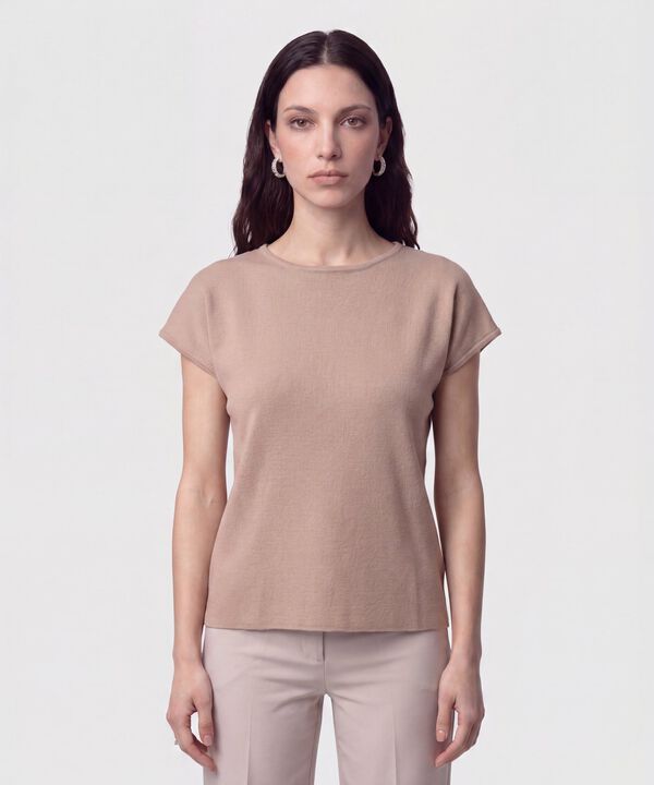 Camiseta de Punto Manga Corta Para Mujer