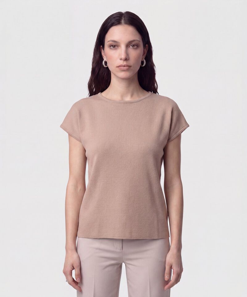 Camiseta de Punto Manga Corta Para Mujer