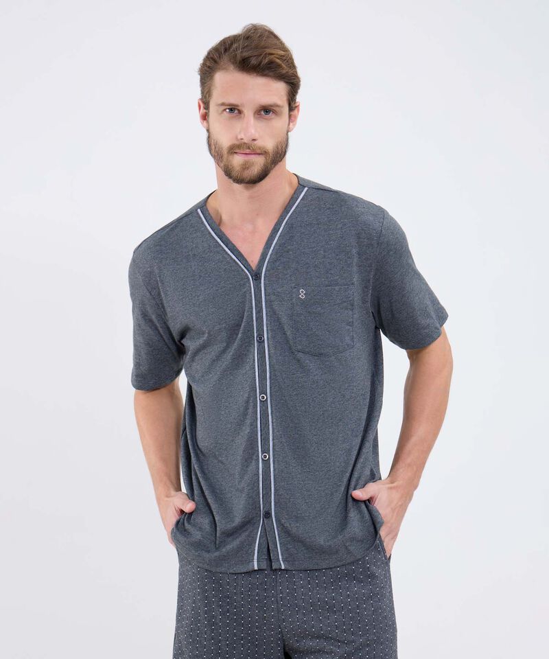 Conjunto Pijama Camisa Cuello V Y Pataloneta Estampada Para Hombre