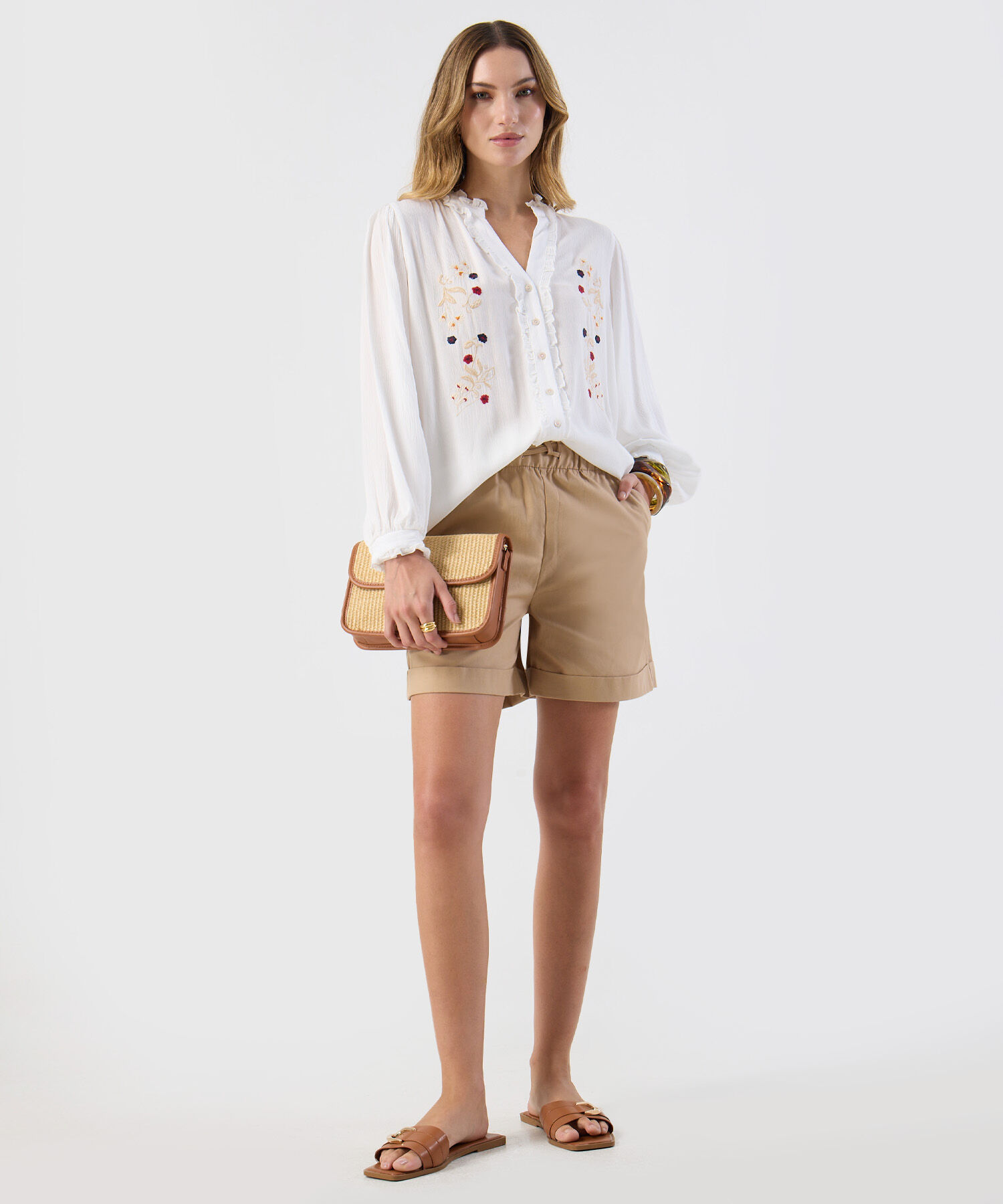 Bermuda Cintura El&aacute;stica Con Cord&oacute;n Mujer