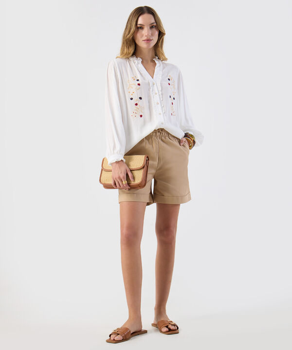 Bermuda Cintura El&aacute;stica Con Cord&oacute;n Mujer image number null