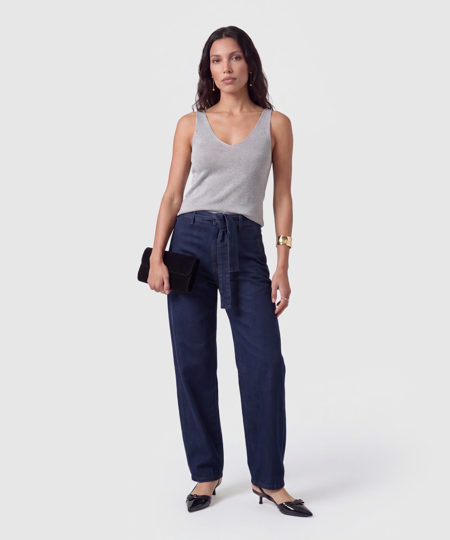 Camiseta Sin Mangas Cuello V Para Mujer
