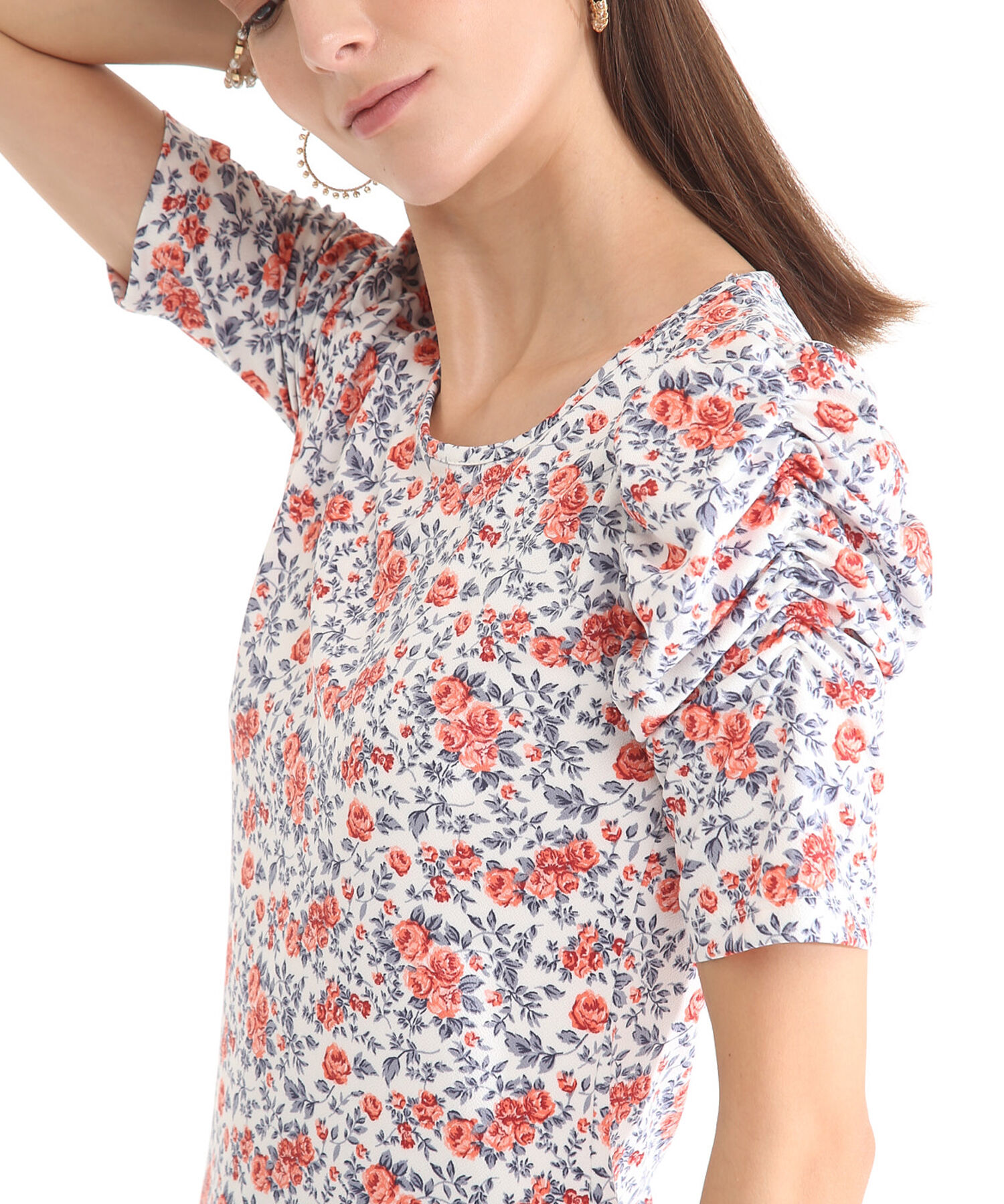 Camiseta Estampada Manga Corta Con Ruche