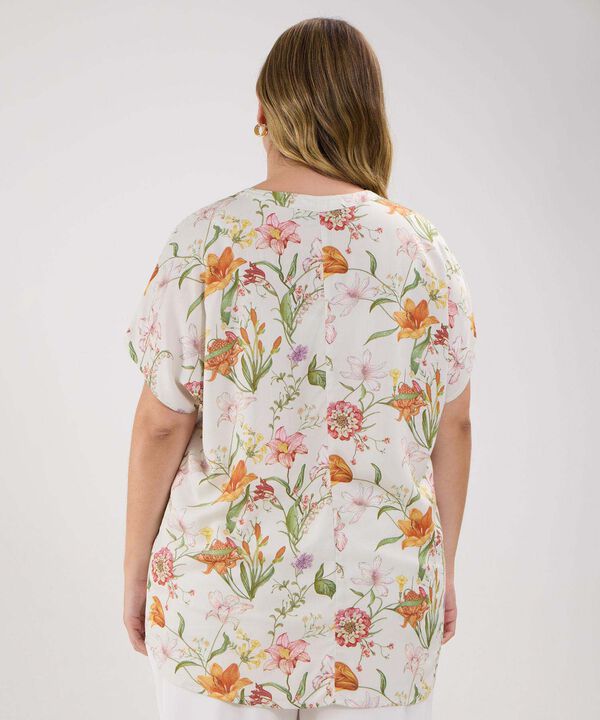 Blusa Estampada Cuello Mao