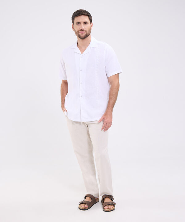 Camisa guayabera manga corta con bordado para hombre image number null