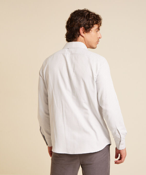 Camisa Estampada Manga Larga Con Bolsillo, Silueta Regular Fit