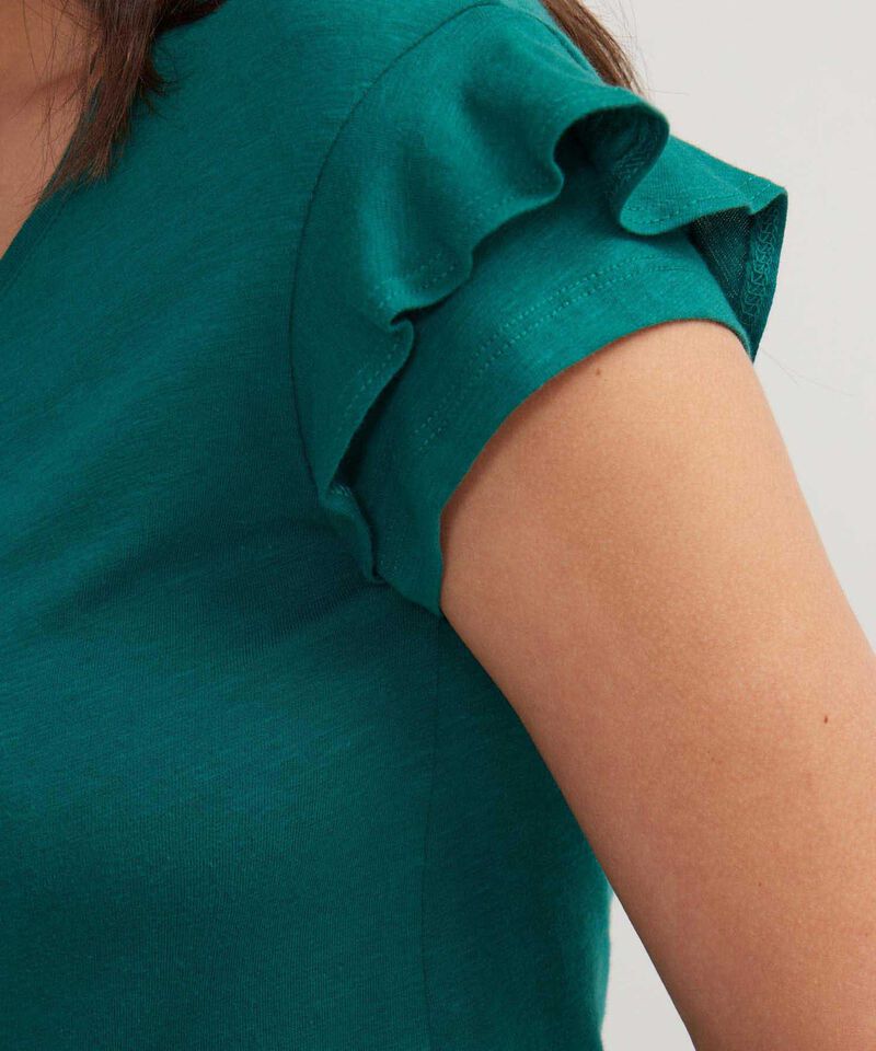 Camiseta Unicolor, Cuello En V Manga Corta