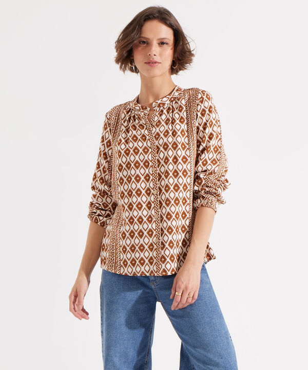 Blusa Estampada con Cuello Mao image number null