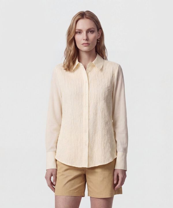 Camisa Texturizada De Manga Larga Para Mujer