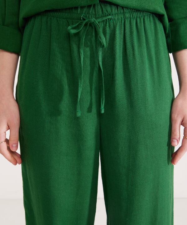 Pantalón Fluido En Lino Bota Amplia