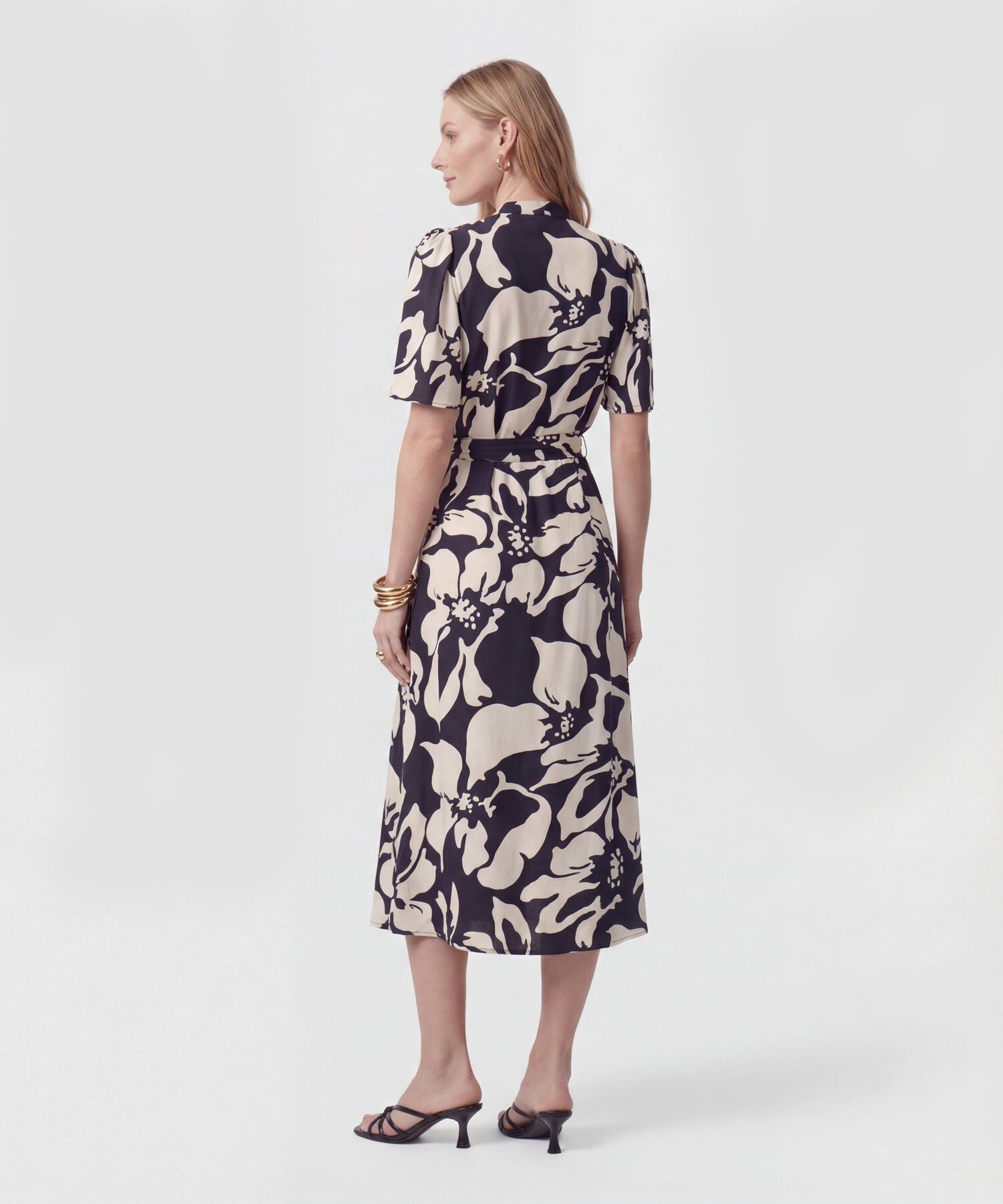 Vestido Midi Camisero Con Cintur&oacute;n Mujer