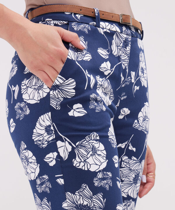 Pantalon Chino Estampado  Con Cinturon
