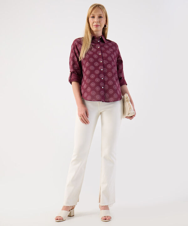 Camisa Estampado Paisley Azul y Blanco image number null