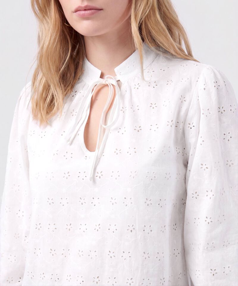 Blusa Unicolor Con Nudo Frontal Para Mujer