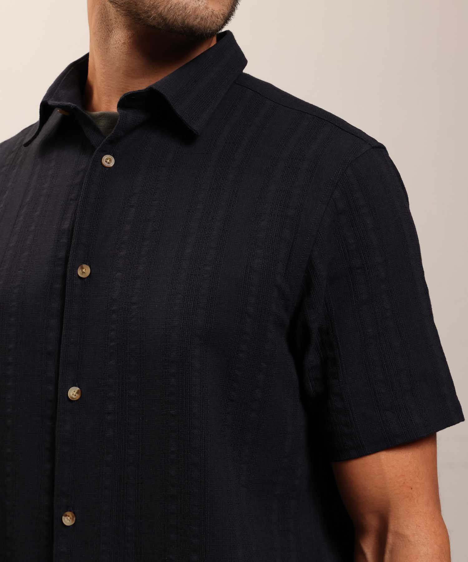 Camisa de Manga Corta Texturizada para Hombre