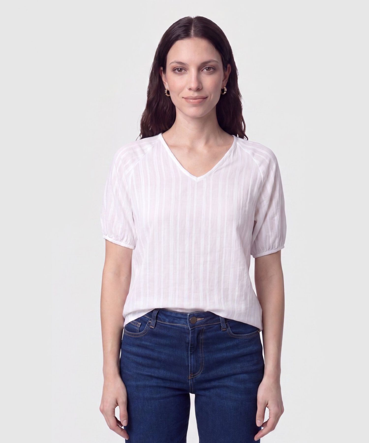Blusa Cuello en V Manga Ragl&aacute;n Mujer
