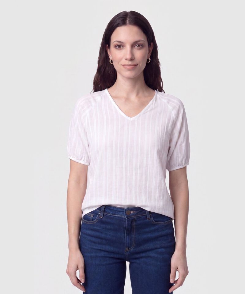 Blusa Cuello en V Manga Ragl&aacute;n Mujer
