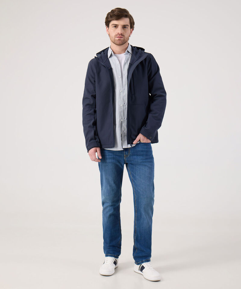 Chaqueta unicolor con bolsillo en frente 