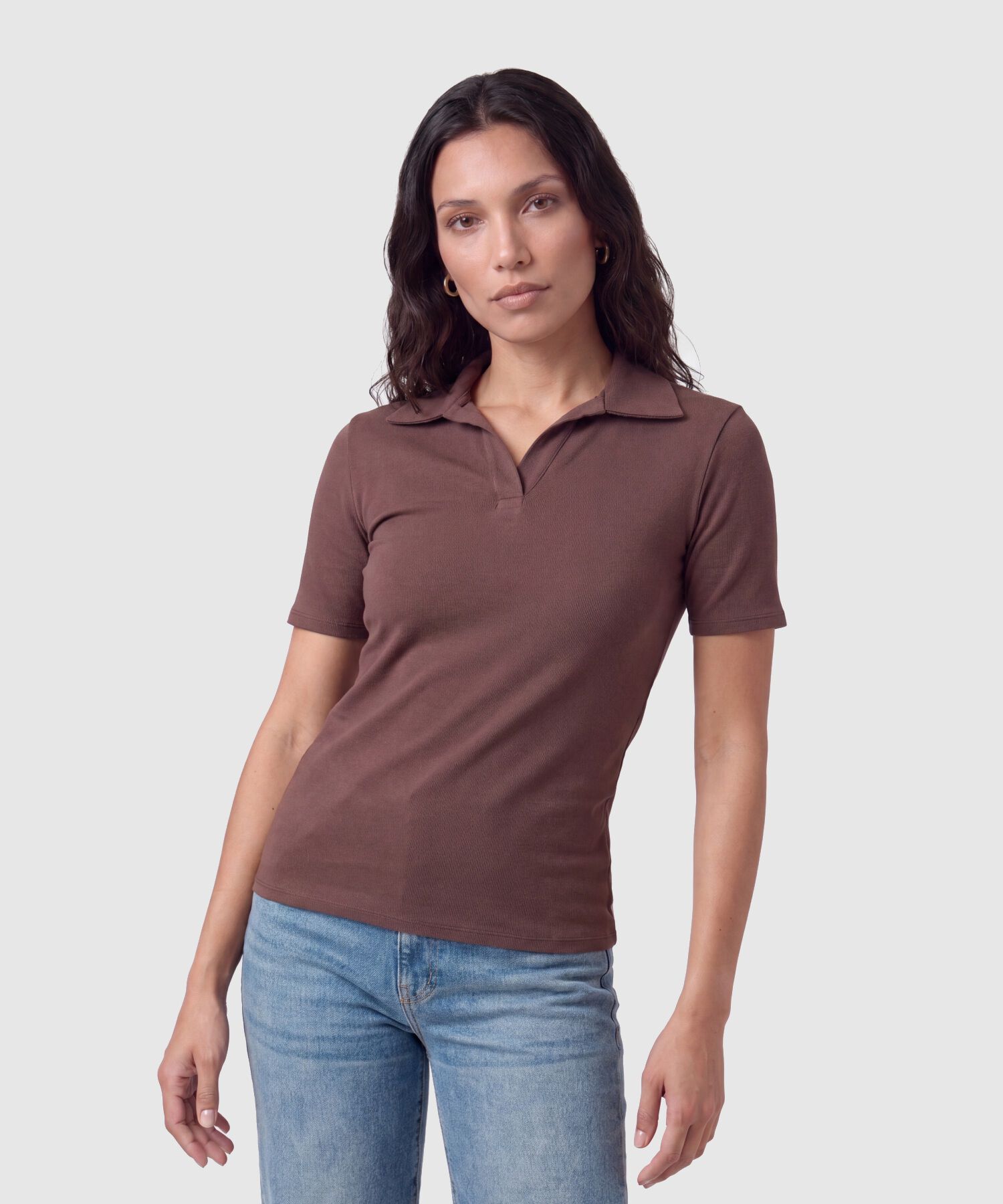 Polo Cl&aacute;sico Cuello En V Para Mujer