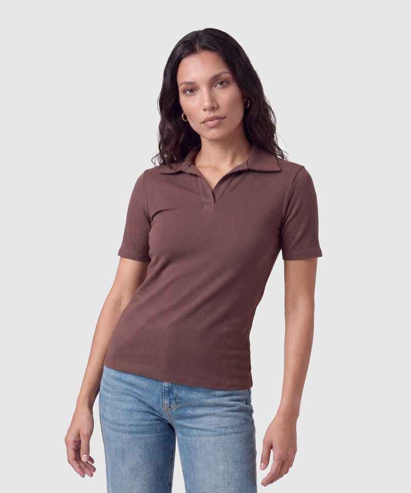 Polo Cl&aacute;sico Cuello En V Para Mujer