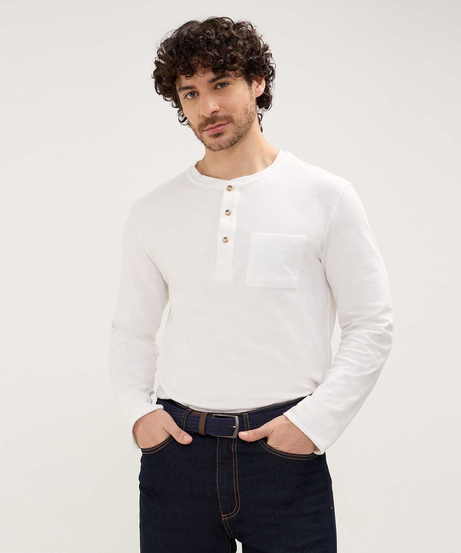 Camiseta Manga Larga Cuello Henley