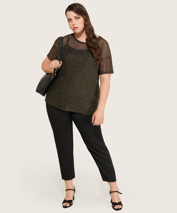 Blusa Brillante de Manga Corta