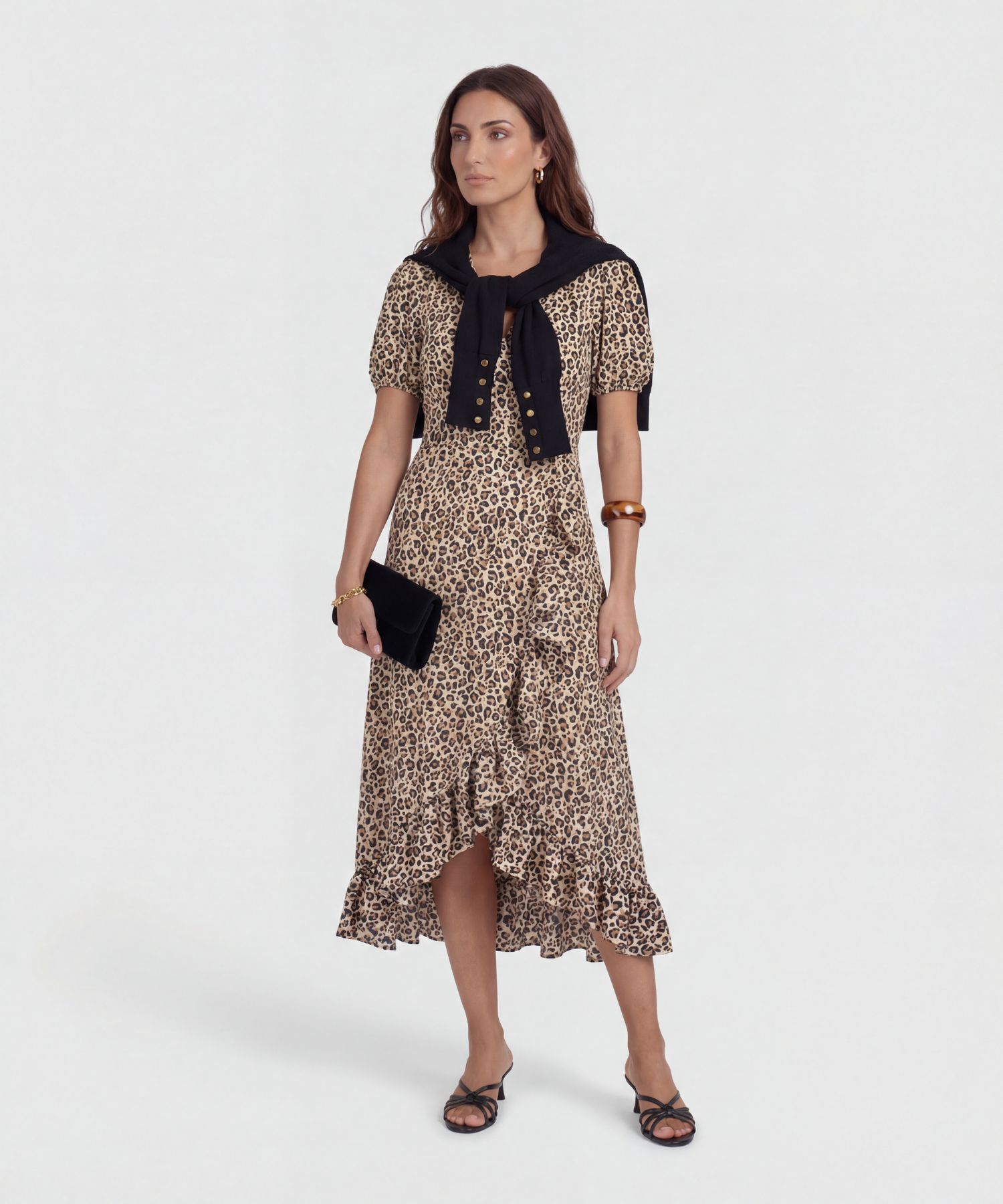 Vestido Mujer Midi con Boleros Frontales